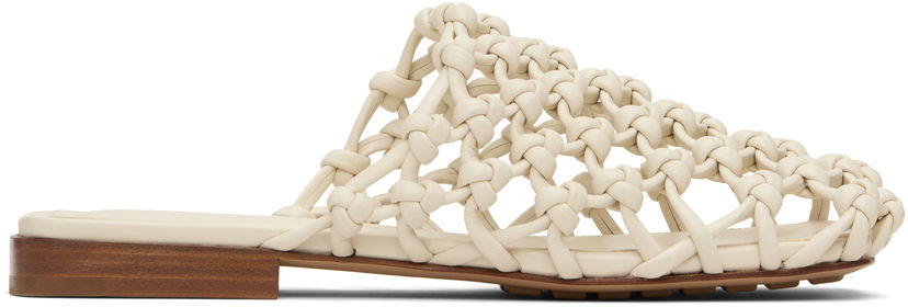 Sneakers och skor Bottega Veneta Bottega Veneta Supple Lambskin Flat Sandals Vit | 827669 V3H60