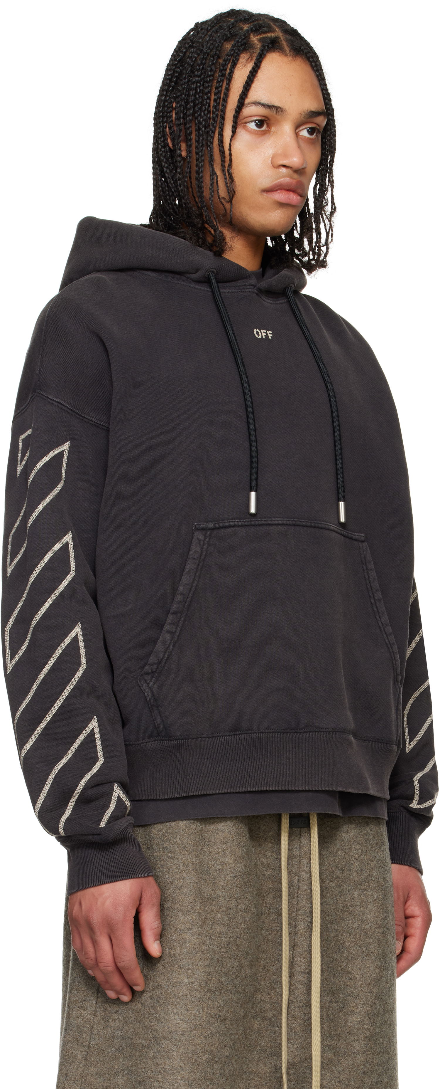 Sweatshirt Off-White Off-White Arrow Skate Martyrdom Hoodie Svart | OMBB085S25FLE00P1361, 1