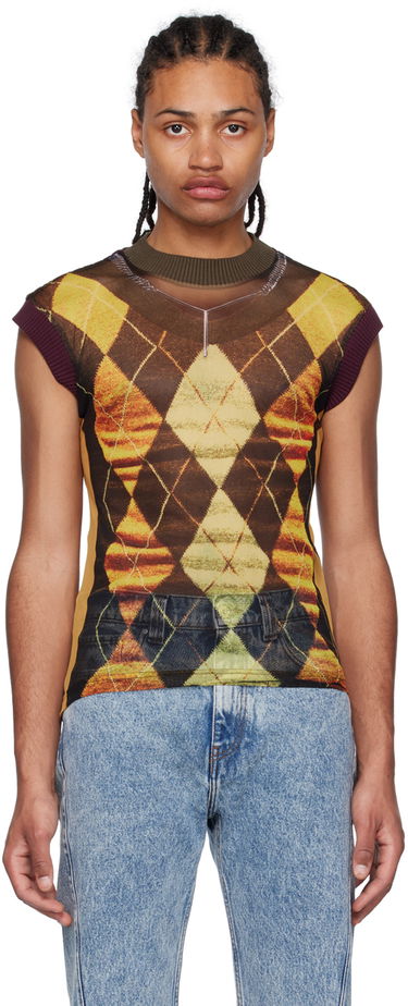 Linne Y/PROJECT Jean Paul Gaultier Edition Argyle Mesh Tank Top Gul | YPJPGTS5-S24, 0