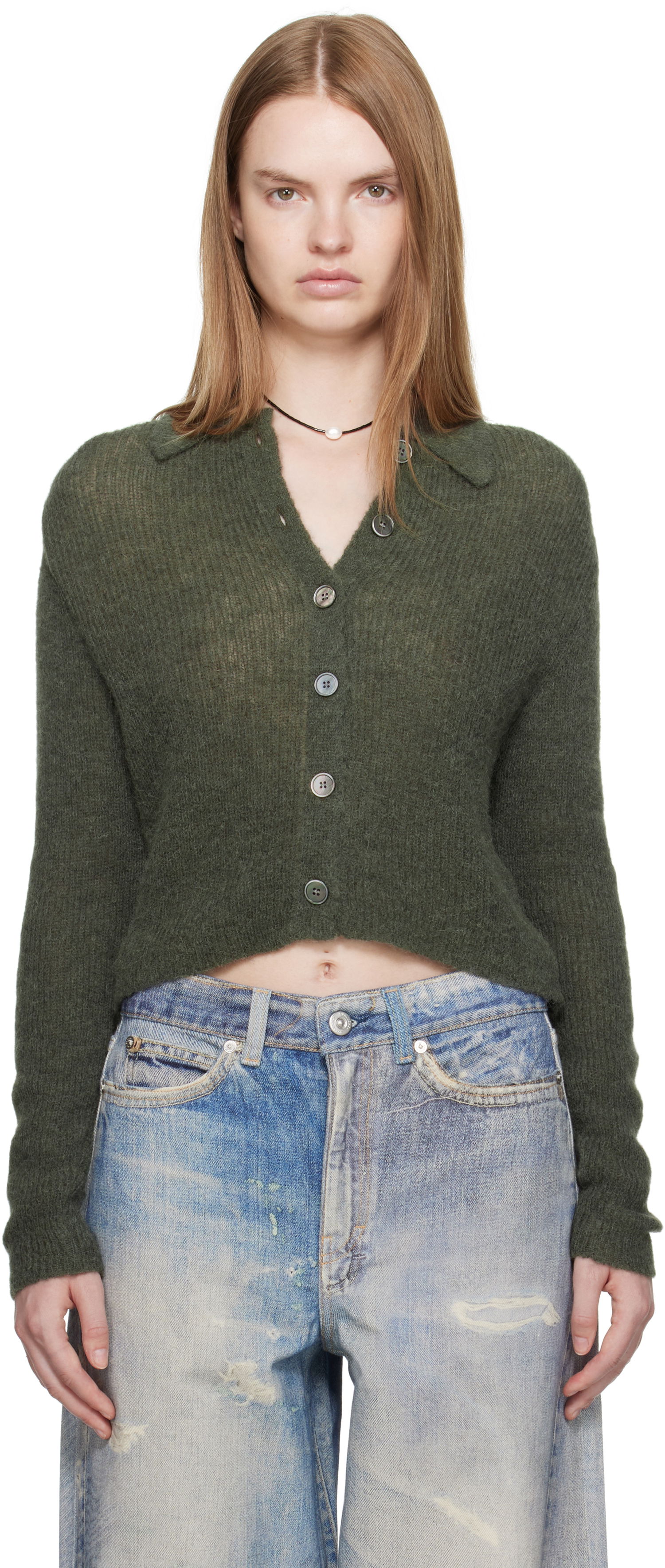 Sweater OUR LEGACY Our Legacy Mazzy Polo Cardigan Grön | W4253MM, 0