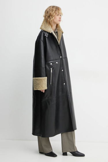 Rockar Nanushka LIESEL Black Leather Coat Svart | NW24FWOW38370, 2