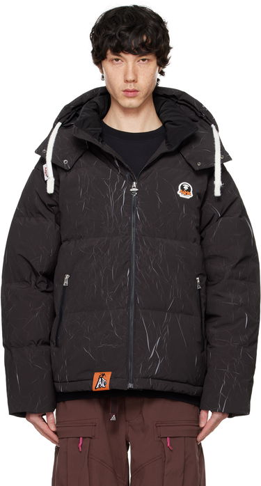 Pufferjacka AAPE by A Bathing Ape AAPE by A Bathing Ape Moonface Logo Camo Hooded Down Jacket Svart | AAPDNM7665XXNBKX, 0
