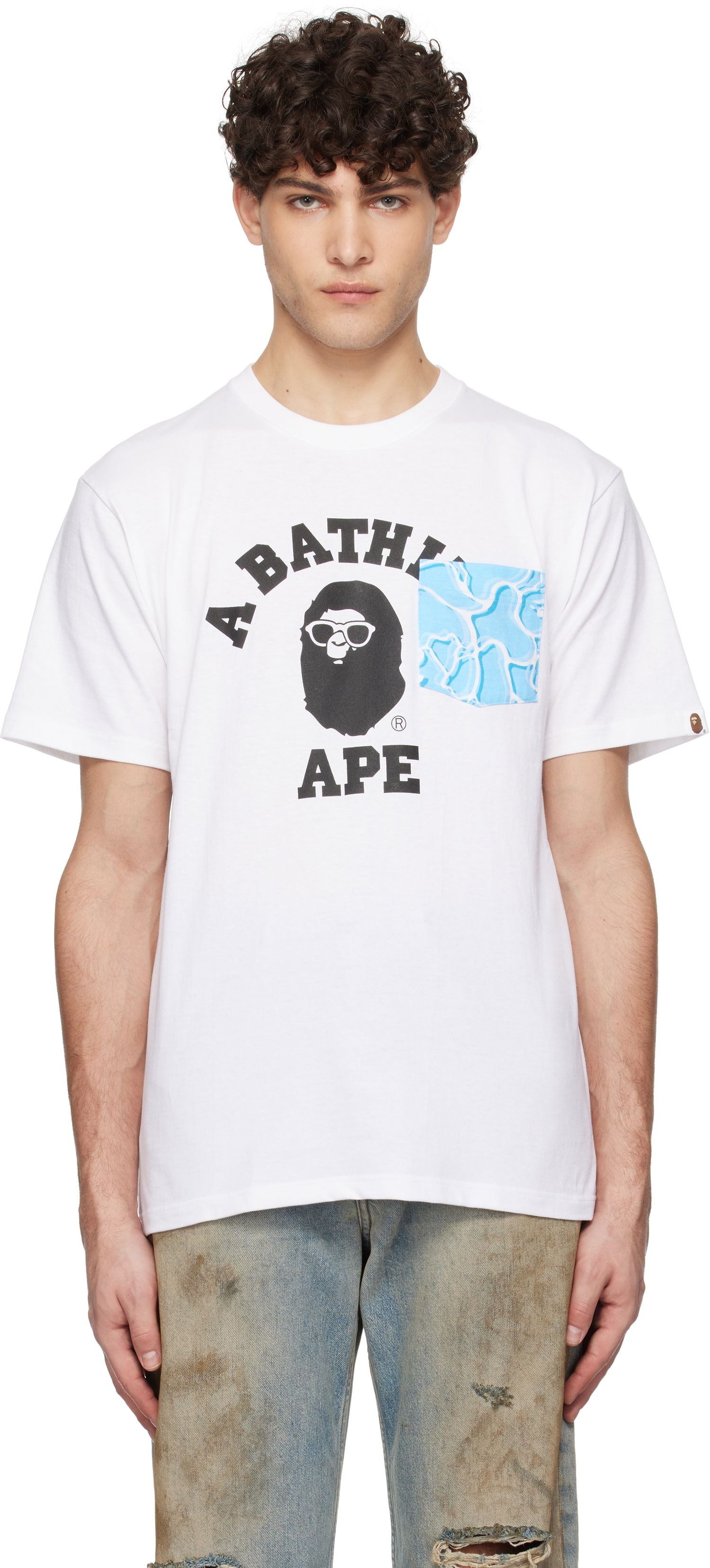 T-shirt BAPE Sea Surface Camo Pocket T-Shirt Vit | 001CSK701001F, 0