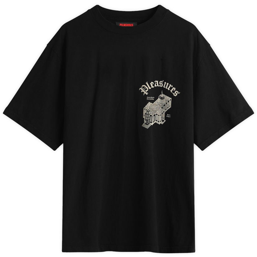 T-shirt Pleasures Chapel Heavyweight T-Shirt, Size Large Svart | P25SU021-BLK