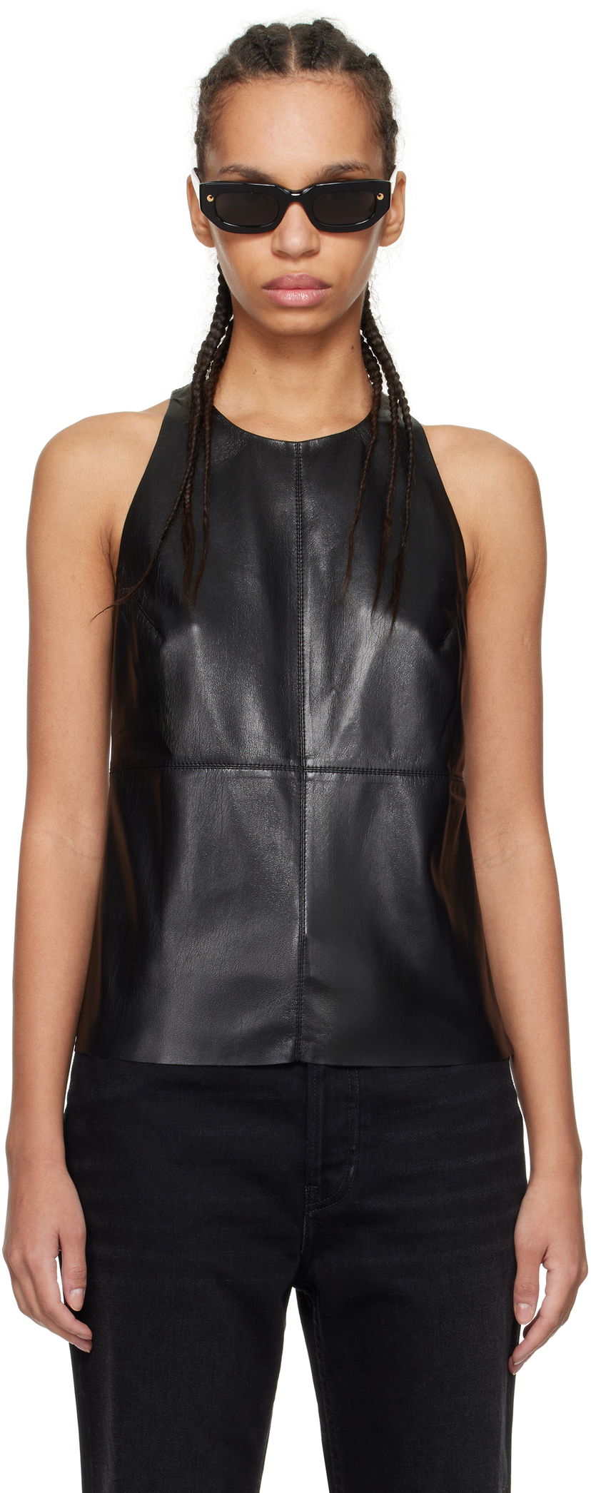 Linne Nanushka Nanushka Teza Faux-Leather Tank Top Svart | NW24CRTP03999