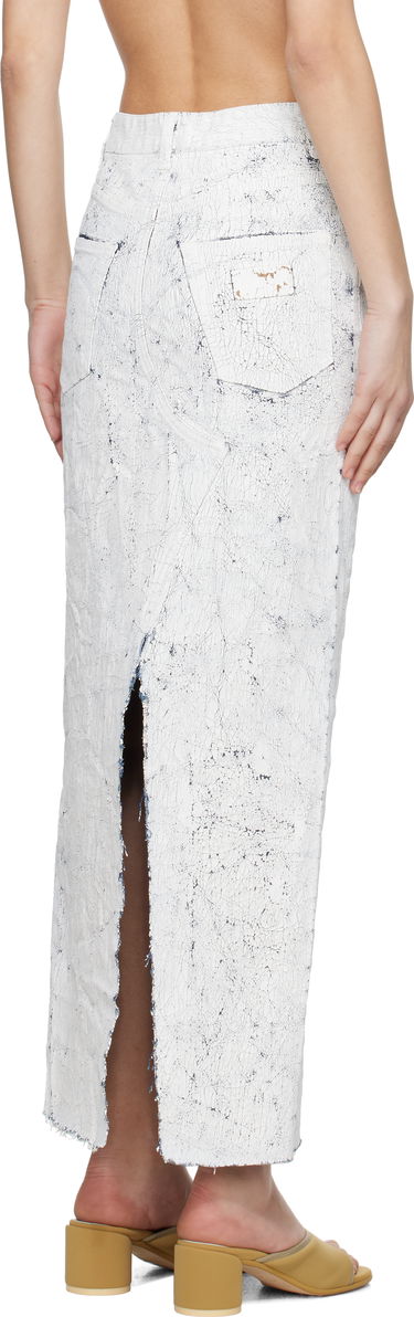 Kjol Maison Margiela MM6 Maison Margiela Hand-Painted Denim Maxi Skirt Vit | S62MI0027 M30028, 2