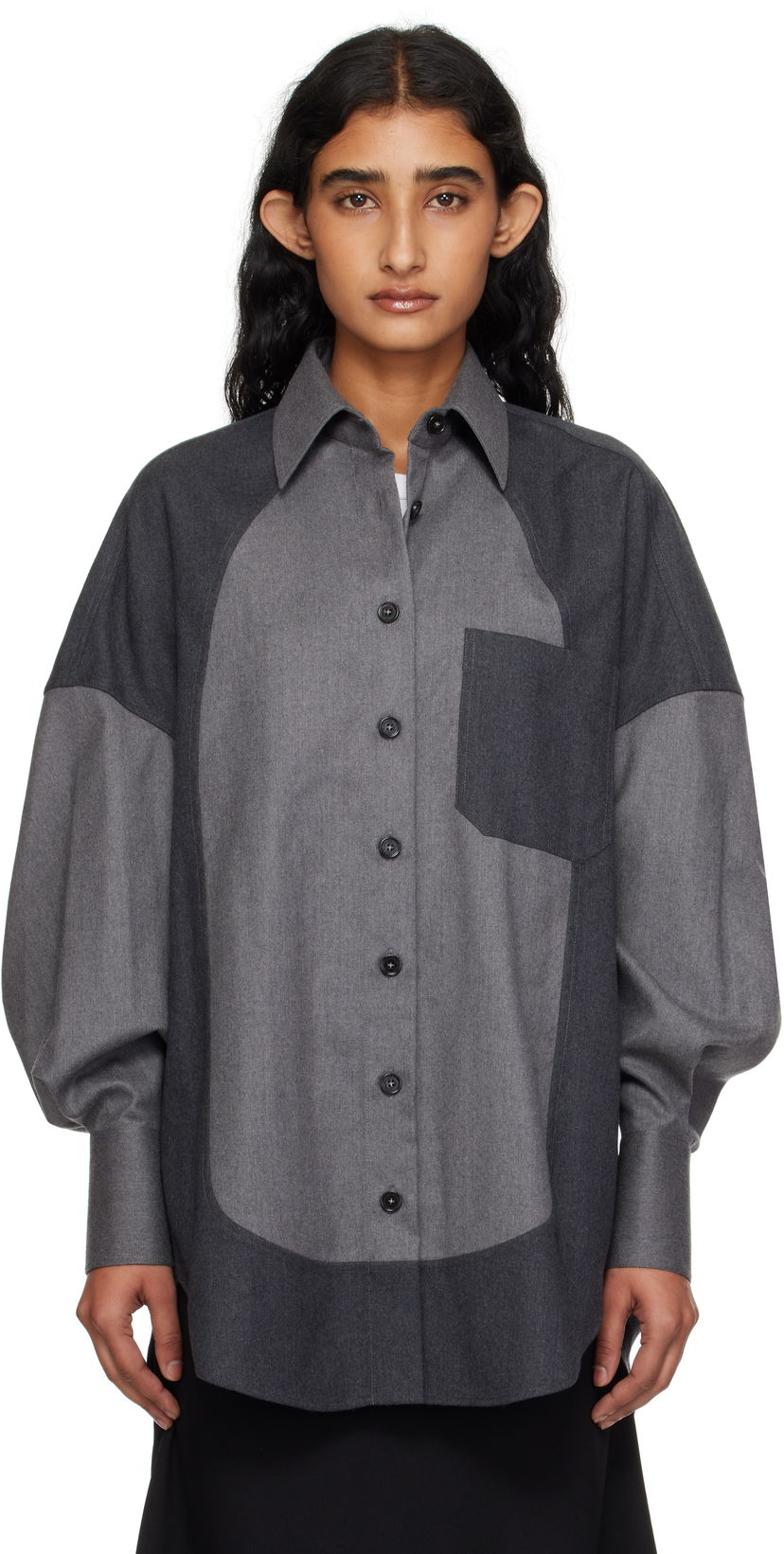 Skjorta Stella McCartney Stella McCartney Mixed Flannel Shirt Grå | 6201593CU703