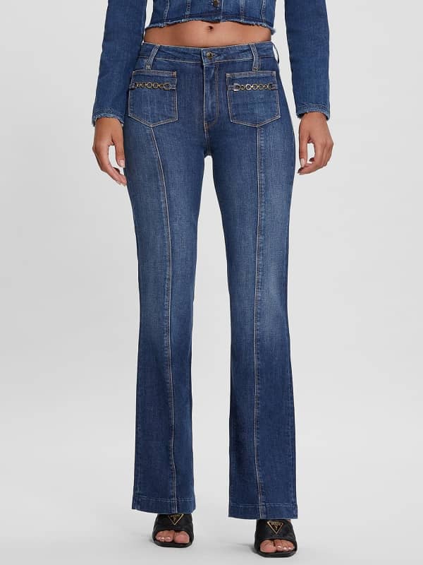 Jeans GUESS Mid Rise Bootcut Denim Mörkblå | W3BA0GD4H77, 0