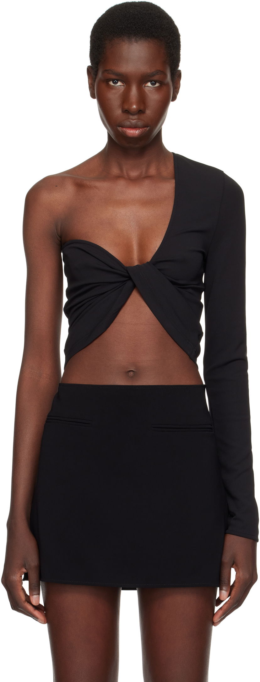 Linne Courrèges Courrèges Twist Asymmetrical Cropped Top Svart | 225JTO412JS0220