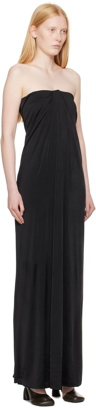 Klä FERRAGAMO Ferragamo Sleeveless Gathered Maxi Dress Svart | 780649, 1