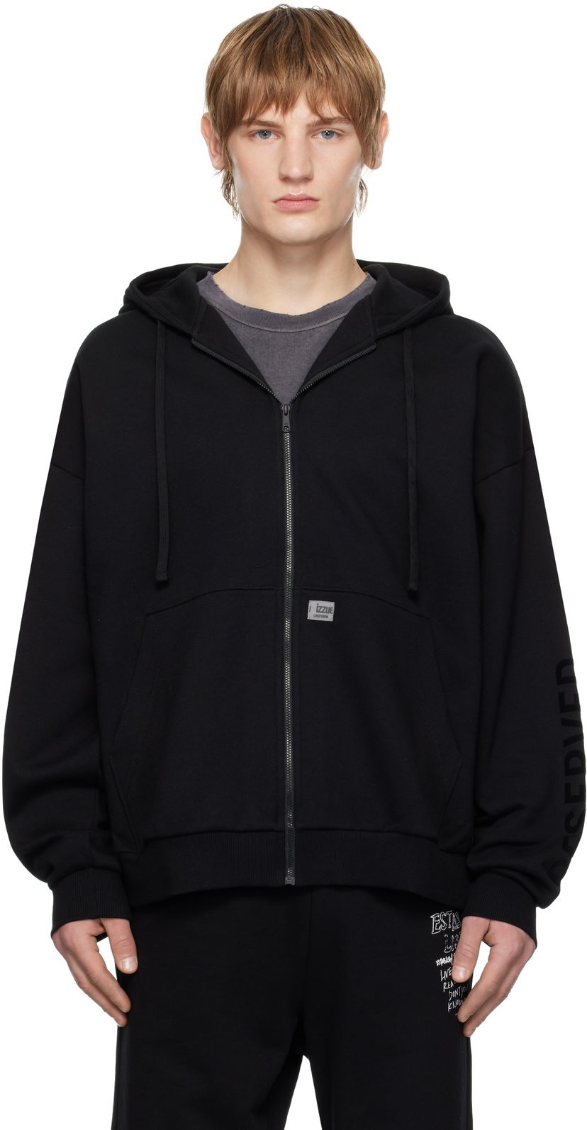 Sweatshirt izzue Quilted Back Zip-Up Hoodie Svart | IZXSWN3525W4NBKX