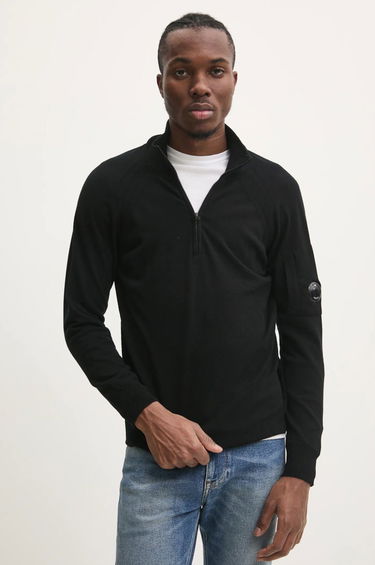 Sweater C.P. Company Lightweight Half-Zip Merino Wool Sweater Svart | 17CMKN193A005528A, 0