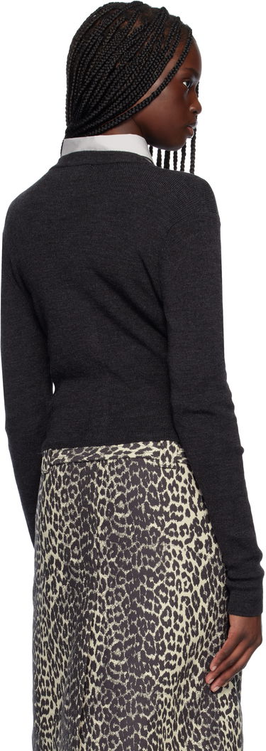 Sweater GANNI Ganni Mini Ribbed Merino Cardigan Grå | K2474, 2