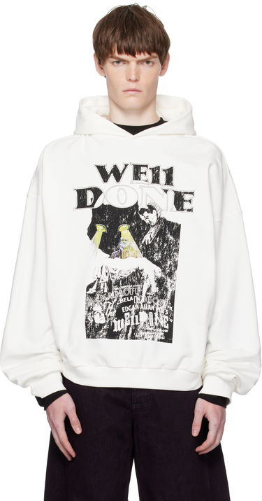 Sweatshirt We11done We11done Cat Poster Graphic Hoodie Vit | WD-TH2-25-837-U-WH, 0