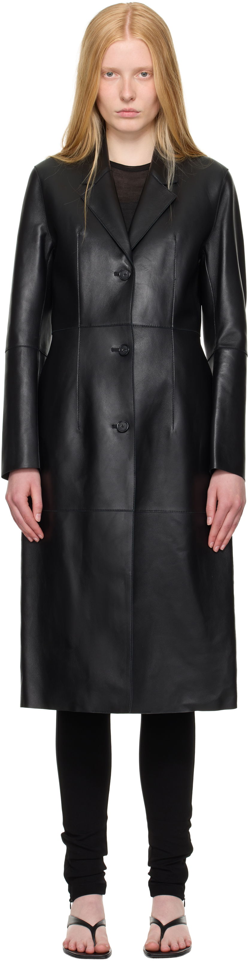 Rockar TOTEME TOTEME Slim Leather Coat Svart | 252-WRO0191-LE0056