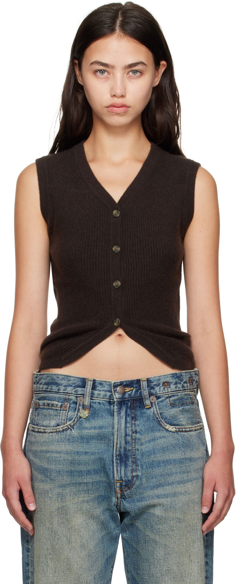 Väst R13 R13 Ribbed Wrap Around Vest Brun | R13WY308-Y210A