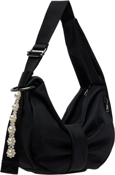 Axelväska Simone Rocha Simone Rocha Mini Pearl-Embellished Sling Bow Bag Svart | BAG198B 0761, 1
