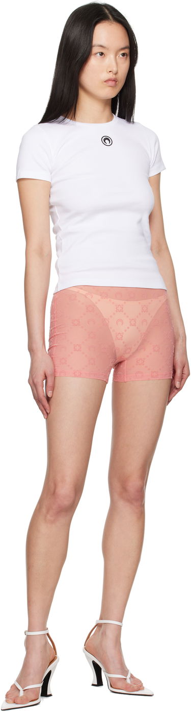 T-shirt Marine Serre Marine Serre Moon Logo Baby Fit T-shirt Vit | WTT012A CJER0008, 3