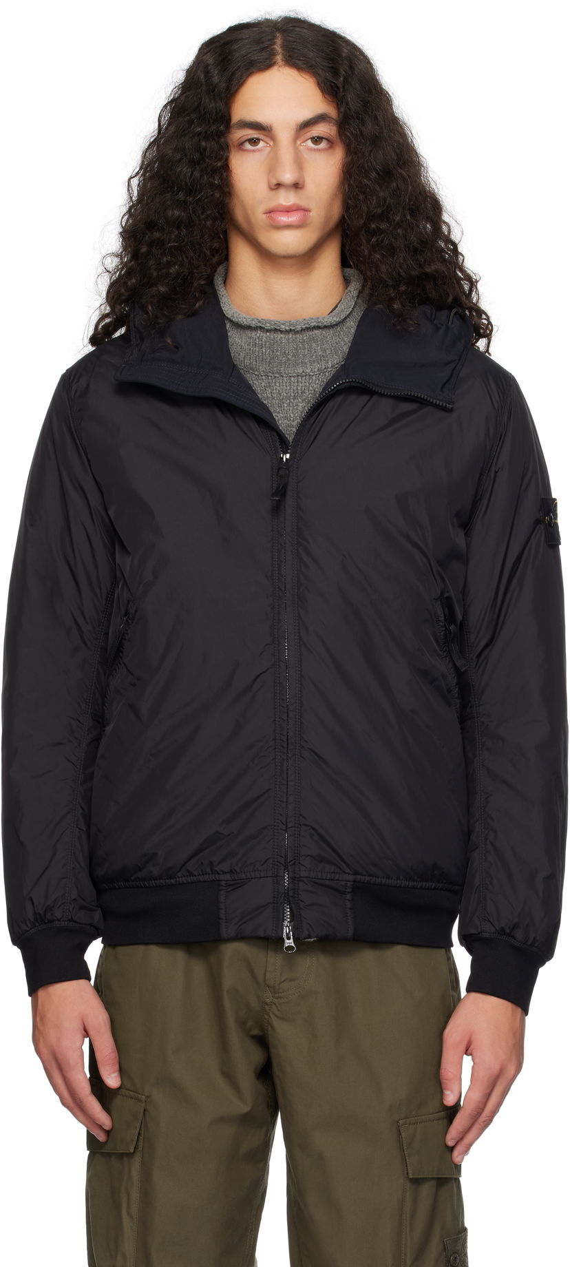 Bomberjacka Stone Island Crinkle Reps R-NY Bomber Jacket Svart | 811540823