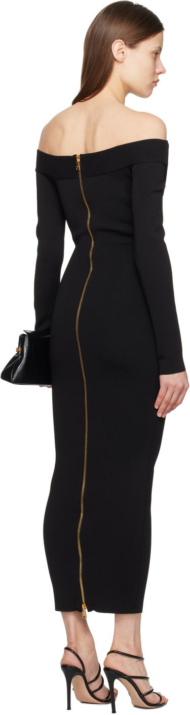 Klä Balmain Balmain Plain Knit Off-The-Shoulder Maxi Dress Svart | EF1RL109KH82, 2