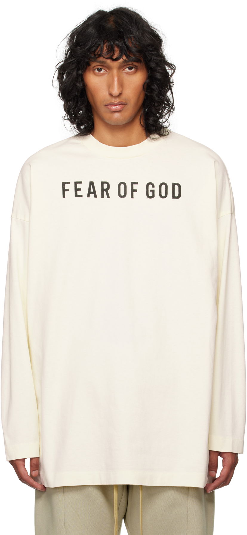 T-shirt Fear of God Thunderbird Long Sleeve T-shirt Vit | FG24FW50-10175EBHWJ