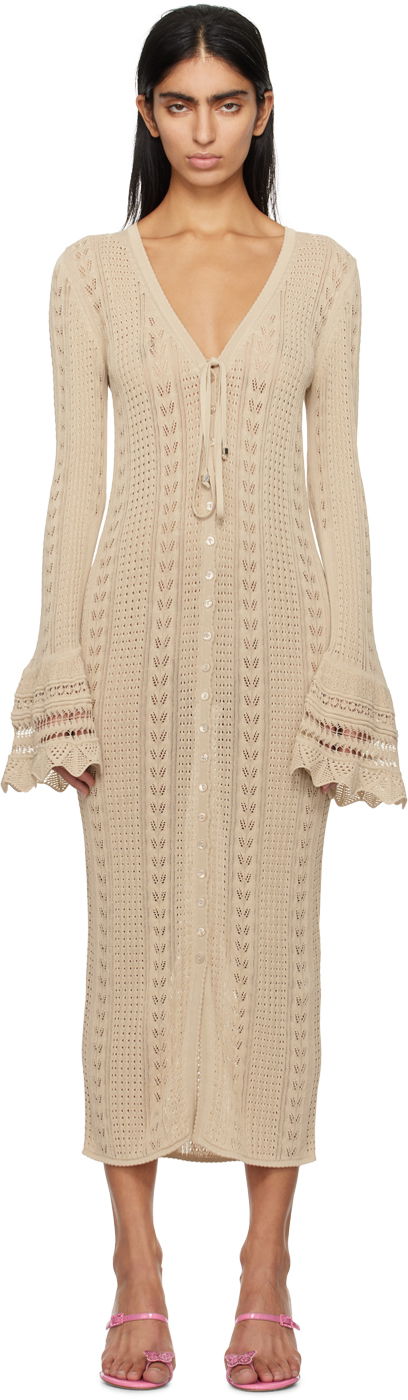 Klä Blumarine Knit Midi Dress Beige | P422A452A
