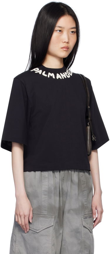 T-shirt Palm Angels Cropped Logo T-Shirt Svart | PWAA020S25JER0031003, 1