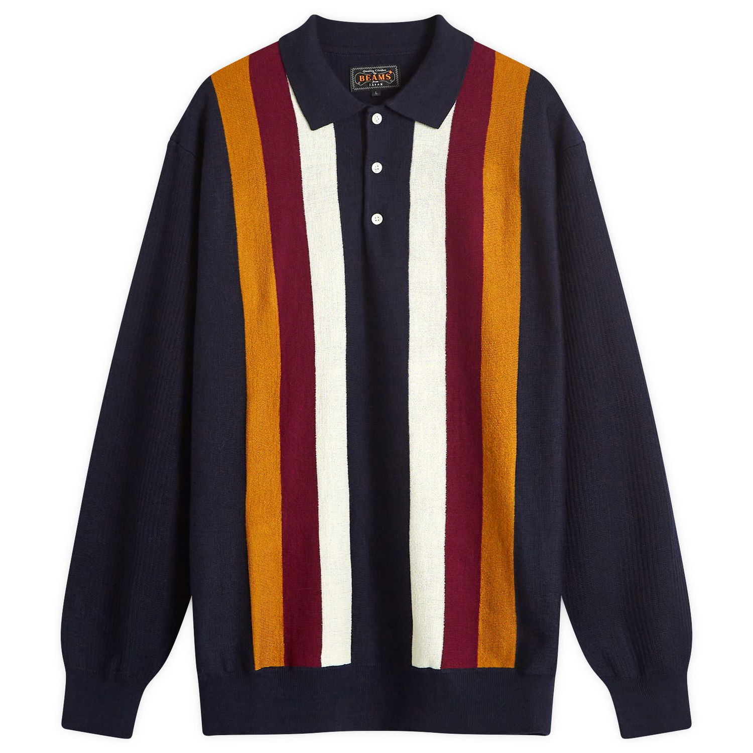 Sweater BEAMS Plus Long Sleeve Knit Polo Mörkblå | 3812-0027-156-79, 0