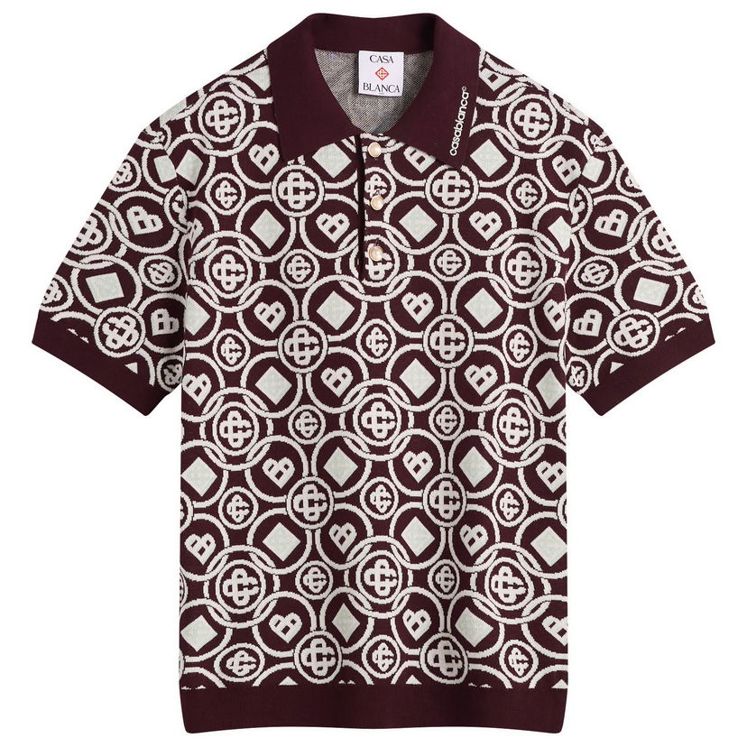 Polotröja Casablanca Casablanca Monogram Polo, Size Large Bourgogne | M-AW25-KW-1092-01