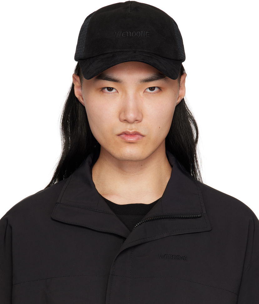 Keps We11done We11done Suede Logo Cap Svart | WD-AH0-25-429-U-BK
