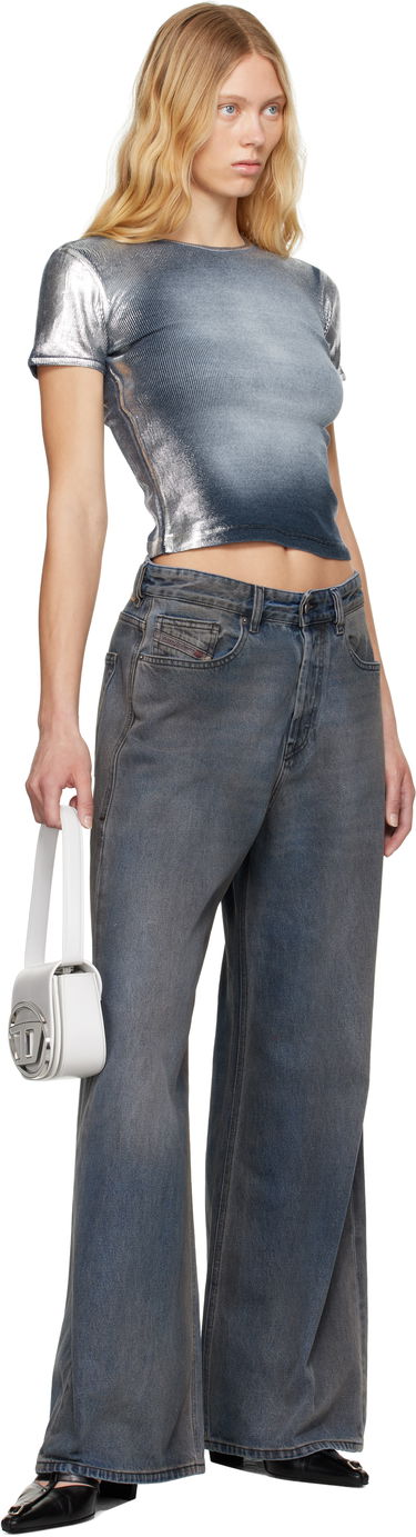 Crop top Diesel Diesel Metallic Cropped T-Shirt Grå | A16771 0NJBH, 3