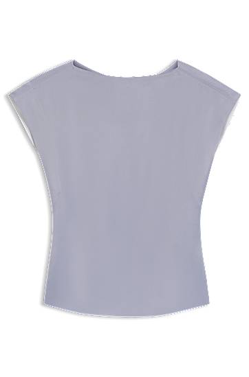Linne BOSS Slim Fit Satin Blouse with Draped Neckline Grå | 50541815