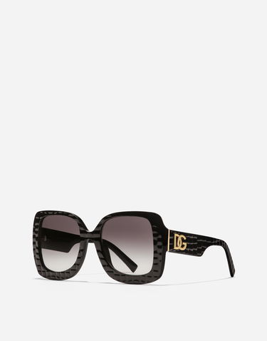 Solglasögon Dolce & Gabbana Oversized Square Crossed Textured Gradient Sunglasses Svart | VG4513VP88G9V000, 1