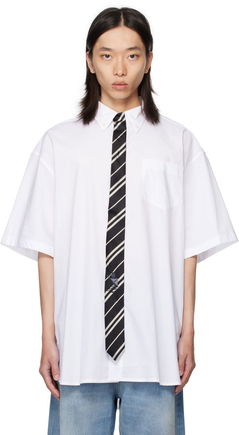 Skjorta VETEMENTS Vetements Tie Short-Sleeve Shirt Vit | UH76SH250W