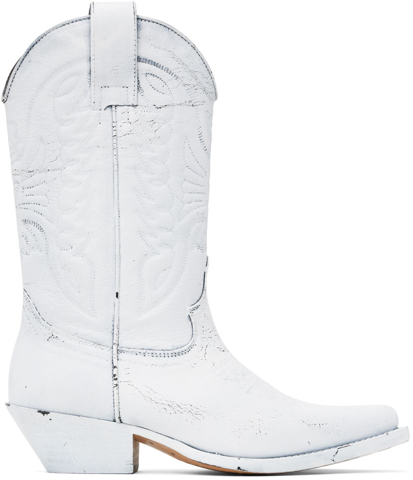 Rockar Maison Margiela MM6 Maison Margiela Painted Cowboy Boots Vit | SH3WW0003 P8299