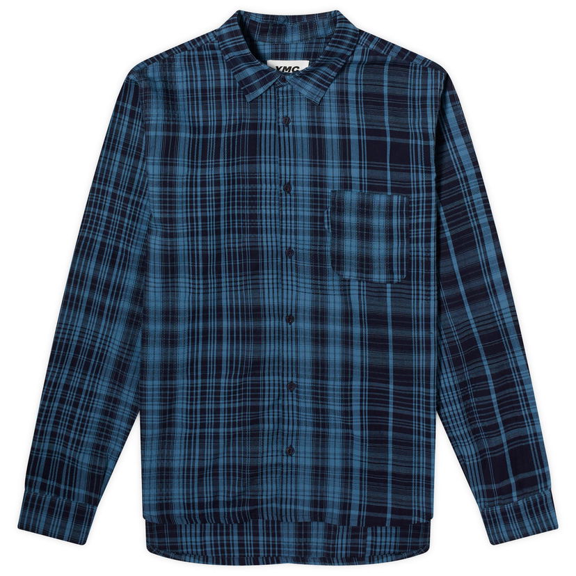 Skjorta YMC Curtis Indigo Check Shirt Blå | P2WMG-40