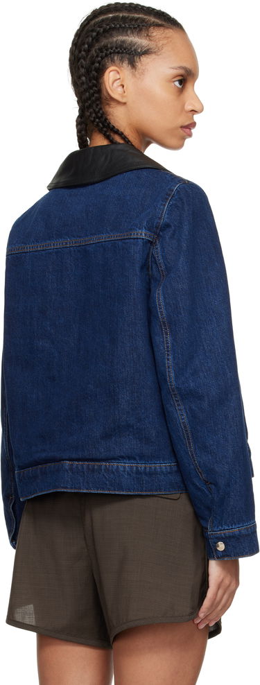 Jacka Wales Bonner Wales Bonner Denim Jacket with Faux Leather Collar Blå | WS25DE14-DE01-599, 2
