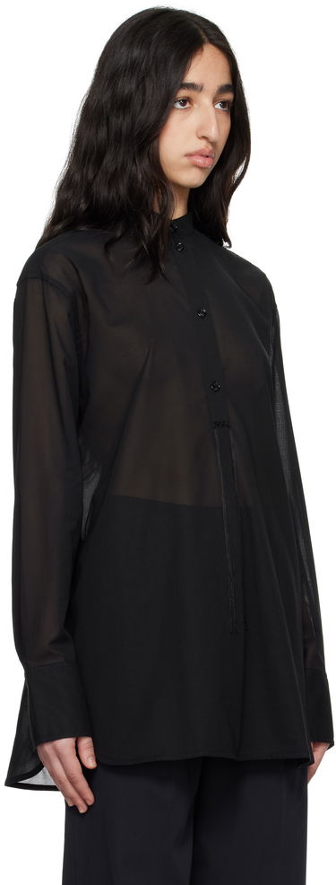Skjorta TOTEME TOTEME Stand-Collar Sheer Shirt Svart | 252-WRT0427-FB0372, 1