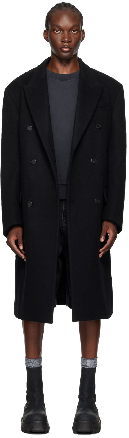 Rockar We11done Double-Breasted Wool Coat Svart | WD-CT2-24-068-M-BK