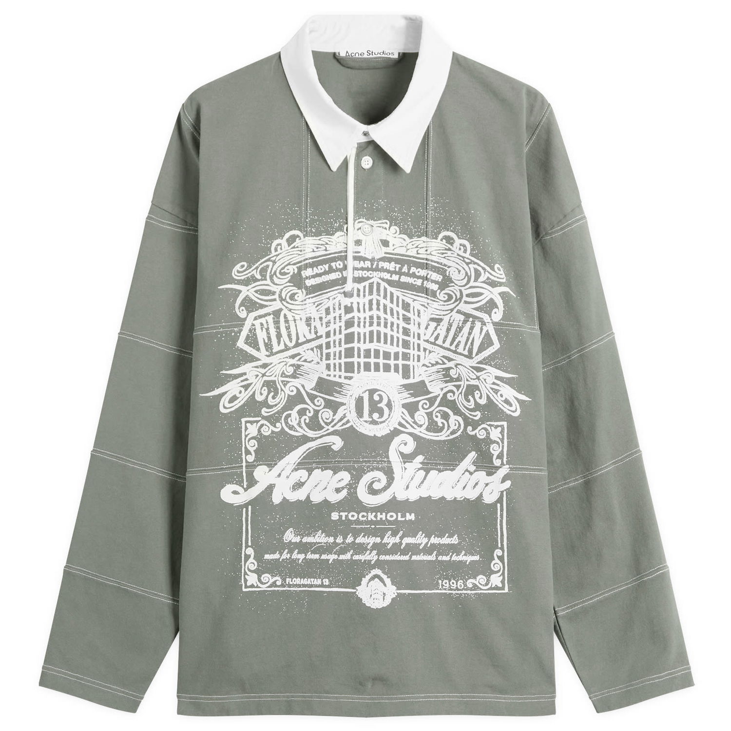 Polotröja Acne Studios Erber U Venice Logo Rugby Shirt, Size Small Grön | CL0396-DSQ, 0