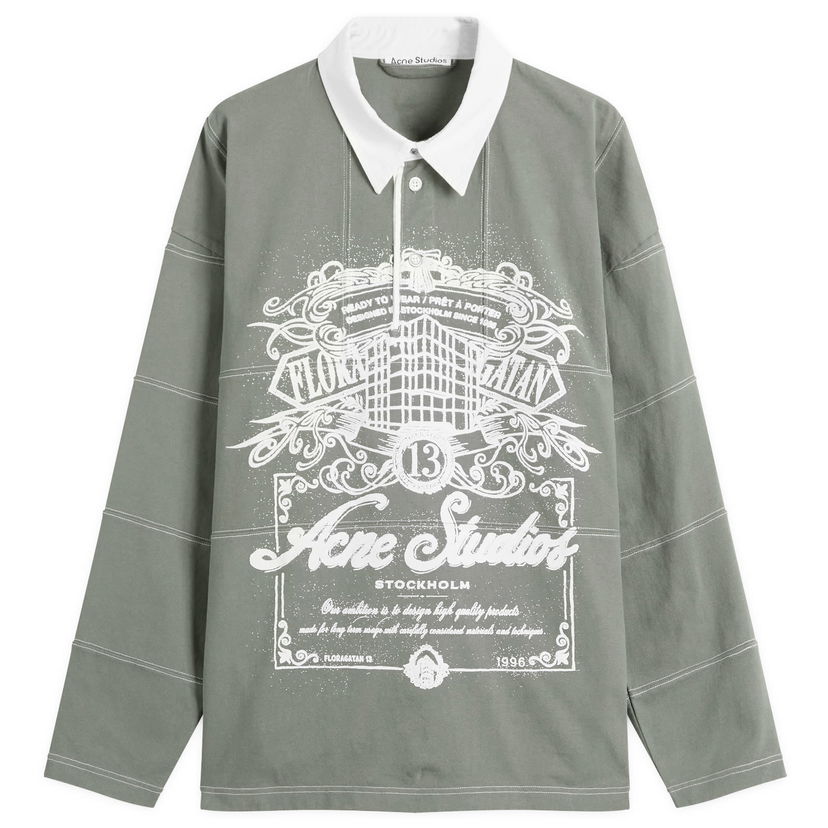 Polotröja Acne Studios Erber U Venice Logo Rugby Shirt, Size Small Grön | CL0396-DSQ