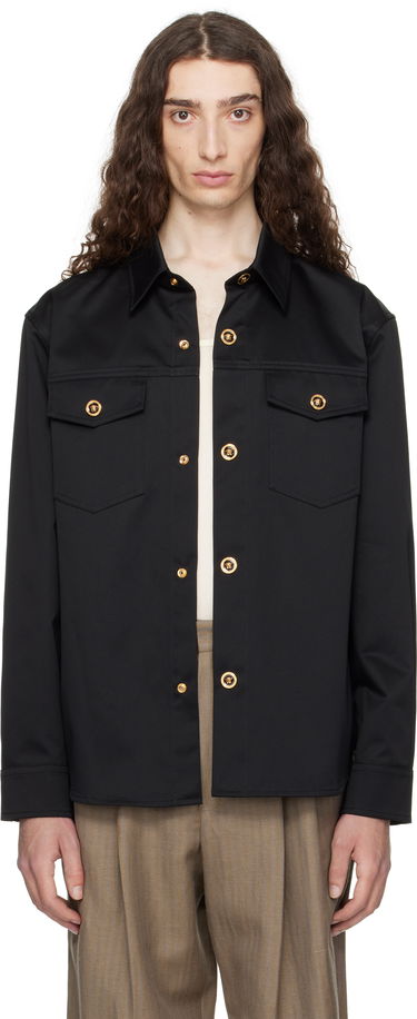 Skjorta Versace Versace Gabardine Overshirt Svart | 1017413_1A01718, 0