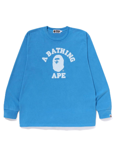 T-shirt BAPE Overdye College Relaxed Fit L/S Tee Blå | 1J30-111-018