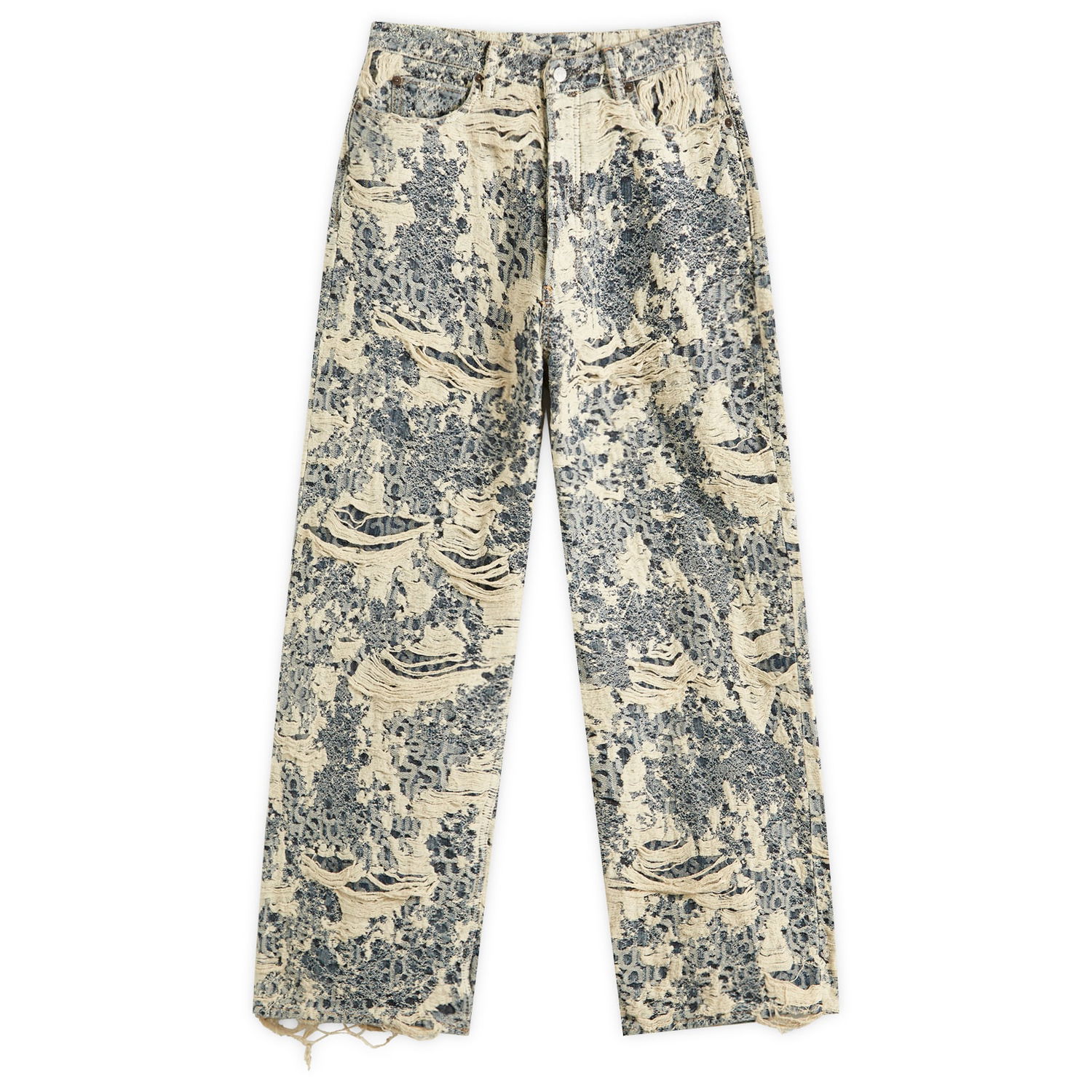 Jeans Acne Studios 1981 U Distressed Monogram Loose Fit Jeans, Size Large Beige | C00080-863, 0