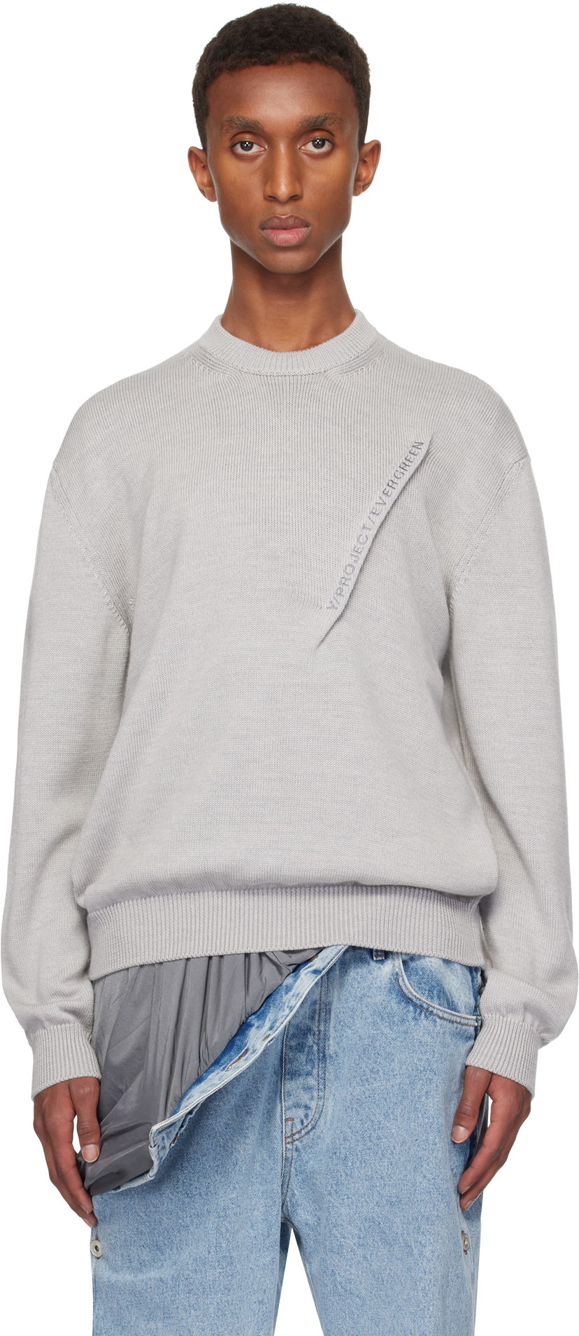 Sweater Y/PROJECT Crewneck Logo Sweater Grå | 206SW011
