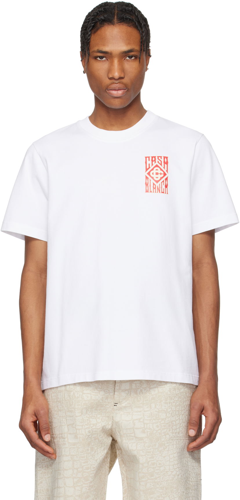 T-shirt Casablanca Casablanca Gothic Logo T-Shirt Vit | MS25-JTS-001-19-EX-SSENSE