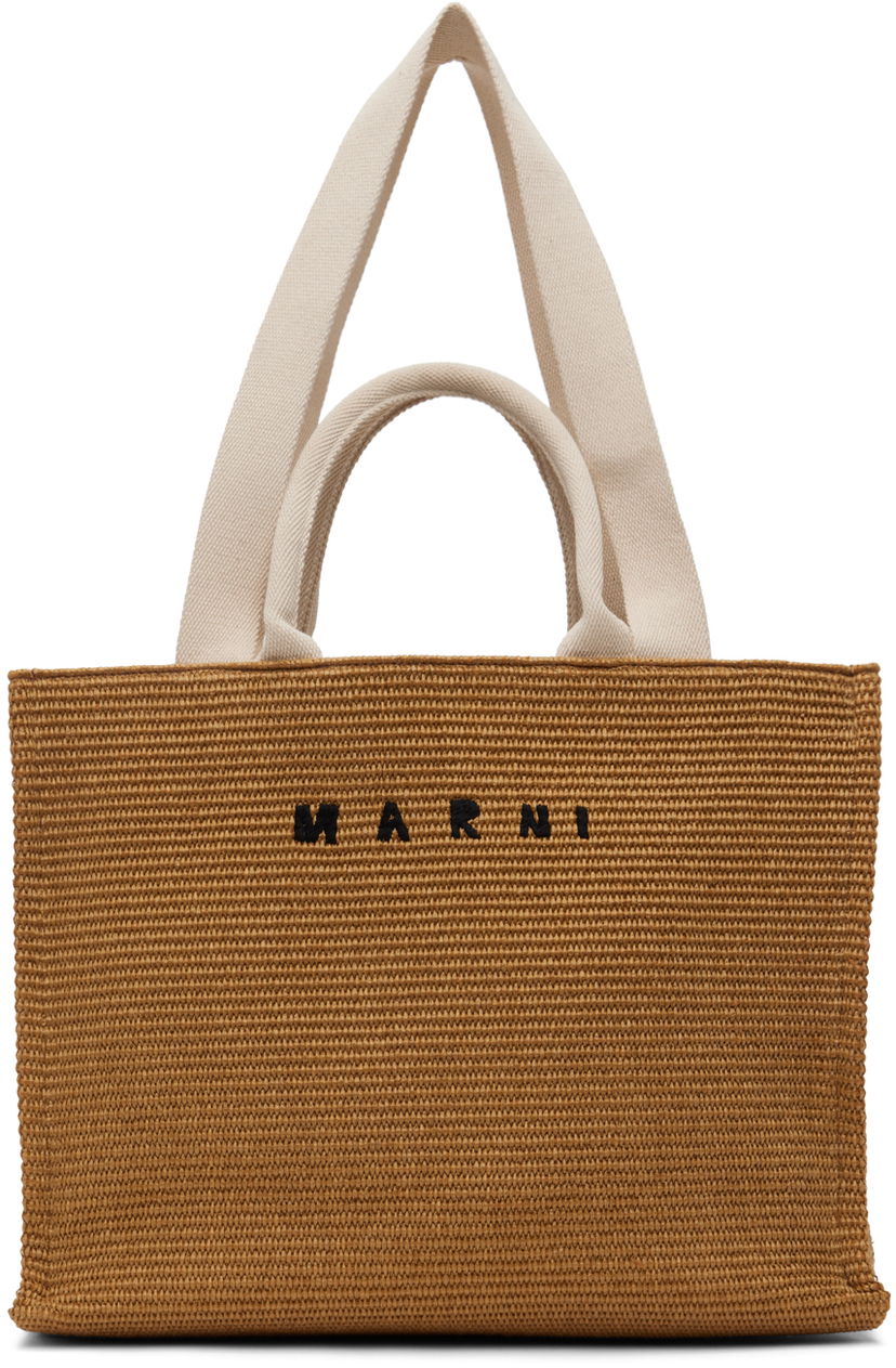 Tygpåse Marni East-West Tote Bag Brun | SHMQ0034U1 P3860