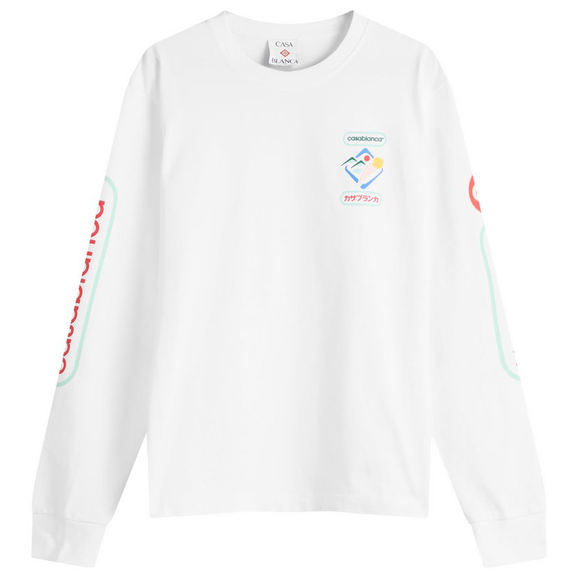 T-shirt Casablanca Casablanca Fuji Dream Screen Printed Long Sleeve T-Shirt, Size Large Vit | MPF25-JTP-151-01