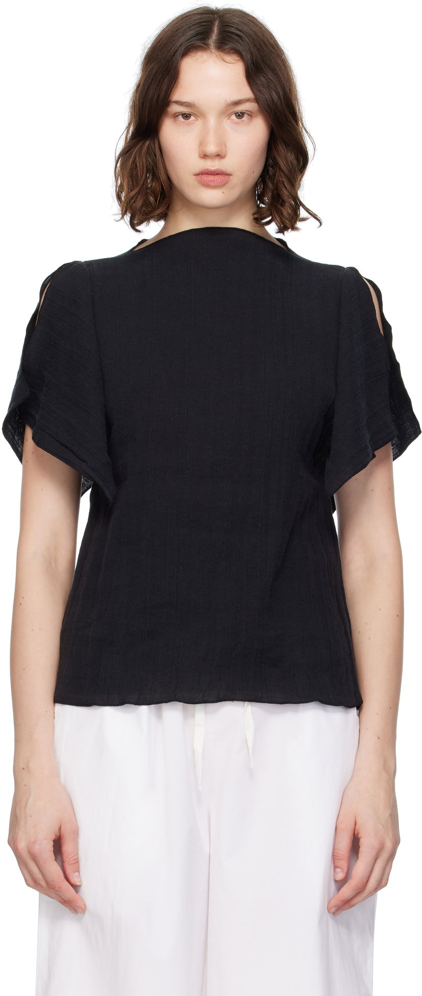T-shirt Baserange Baserange Folio Short Sleeve Top Svart | TOFO-LC-SU25