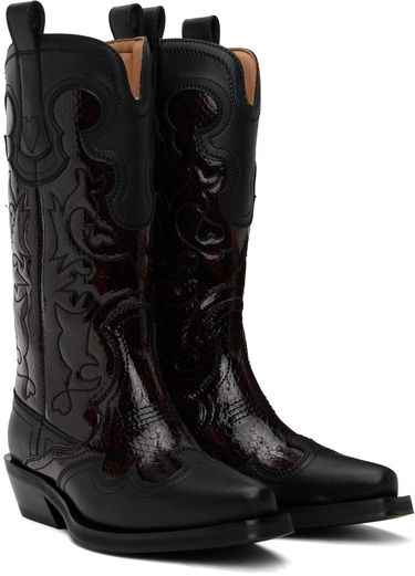 Kläder GANNI GANNI Mid Shaft Embroidered Western Boots Svart | S2857, 3